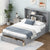 Full Size Platform Bed with Storage Headboard and 2 Drawers, Gray