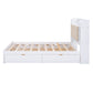 Wood Queen Size Platform Bed with Storage Headboard  Shelves and 4 Drawers  White