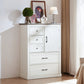 Farmhouse 5 drawer bedroom dressing table, high drawer cabinet white wooden bedroom dressing table.