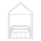 Wooden Twin Size Children's Bed with Detachable Headboard and Integrated Clothes Drying Rack, White