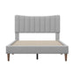 Upholstered Platform Bed Frame with Vertical Channel Tufted Headboard No Box Spring Needed Full Gray