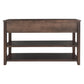 Retro Design Console Table with Two Open Shelves, Pine Solid Wood Frame and Legs, Espresso Finish