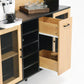 buffet side cabinet with storage door and power outlet, coffee bar cabinet with wine rack, black and natural colors