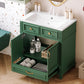 30" Uncovered Bathroom Vanity with Soft-Closed Door, Solid Wood Frame Storage Cabinet, Green Finish