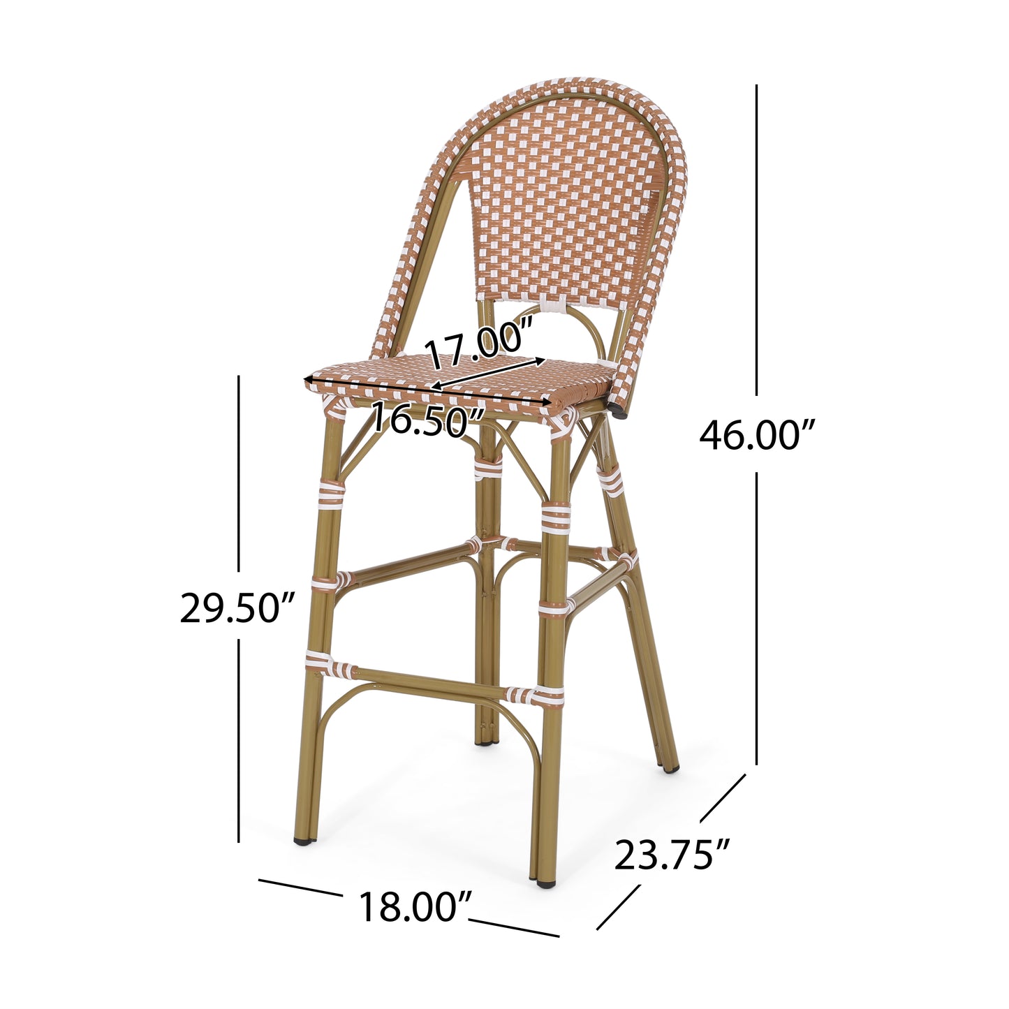 Wicker Bar Stool with Aluminum Frame (Set of 2)