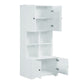 Bathroom storage cabinet, 4-door independent cabinet, adjustable shelf, open multi-layer shelf, white