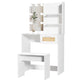 Vanity Desk Set Stool & Dressing Table with LED Lighting Mirror Drawer and Wood Cosmetic Table Chest of Drawers White Color