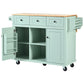 Kitchen trolley, cabinet door internal storage rack with storage cabinet and 3 dining room drawers, mint green