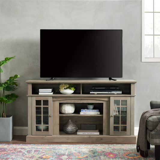 Classic TV Media Stand, Modern Entertainment Console for TVs Up to 65", Gray Wash Finish