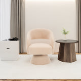 Swivel Accent Chair Armchair  Round Barrel Chair in Fabric for Living Room Bedroom Nude Teddy