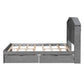 Full Size Wood Platform Bed with House-shaped Storage Headboard and 2 Drawers Gray