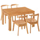 TOPMAX 65" 5-Piece Dining Set with Wheels, Expandable Table, and 4 Small Chairs, Natural Finish