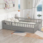 Full size floor bed, children's floor bed frame, Montessori wood floor bed, support Flat noodles gray