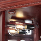 Corner Curio cabinet with lights, adjustable tempered glass frame, display cabinet, cherry color (excluding E26 light bulbs)