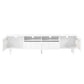 ON-TRANS Cream TV Stand with LED Light Strip, Tempered Glass Door for 80-Inch TVs, White Finish