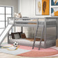 Twin over Twin Bunk Bed with Convertible Slide and Ladder  Gray