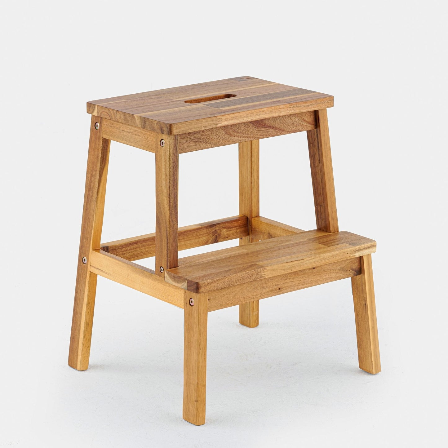 Acacia Wood Two-Step Stool, Small Rectangle Design for Functional Use