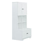 Bathroom storage cabinet, 4-door independent cabinet, adjustable shelf, open multi-layer shelf, white