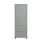 Tall Bathroom Storage Cabinet, Freestanding Storage Cabinet with Two Drawers and Adjustable Shelf, MDF Board , Grey