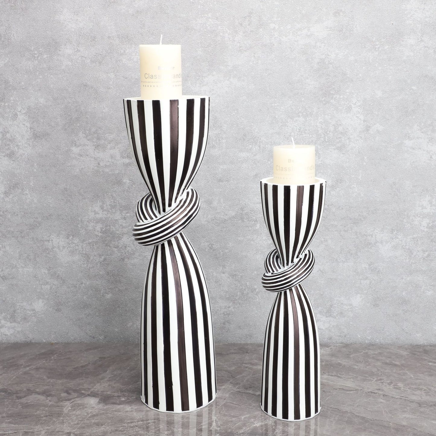 Creative Irregular Resin Candle Holder Living Room Desktop Black White Stripe Candle Holder Decoration Home Candle Container