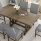 TOPMAX Mid-Century Solid Wood 7-Piece Expandable Dining Table Set with Soft Cushioned Chairs, Gold Brown and Gray