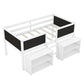 Twin Size Low Loft Bed with Two Movable Shelves and Ladder,with Decorative Guardrail Chalkboard,White