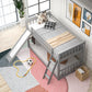 Twin over Twin Bunk Bed with Convertible Slide and Ladder  Gray