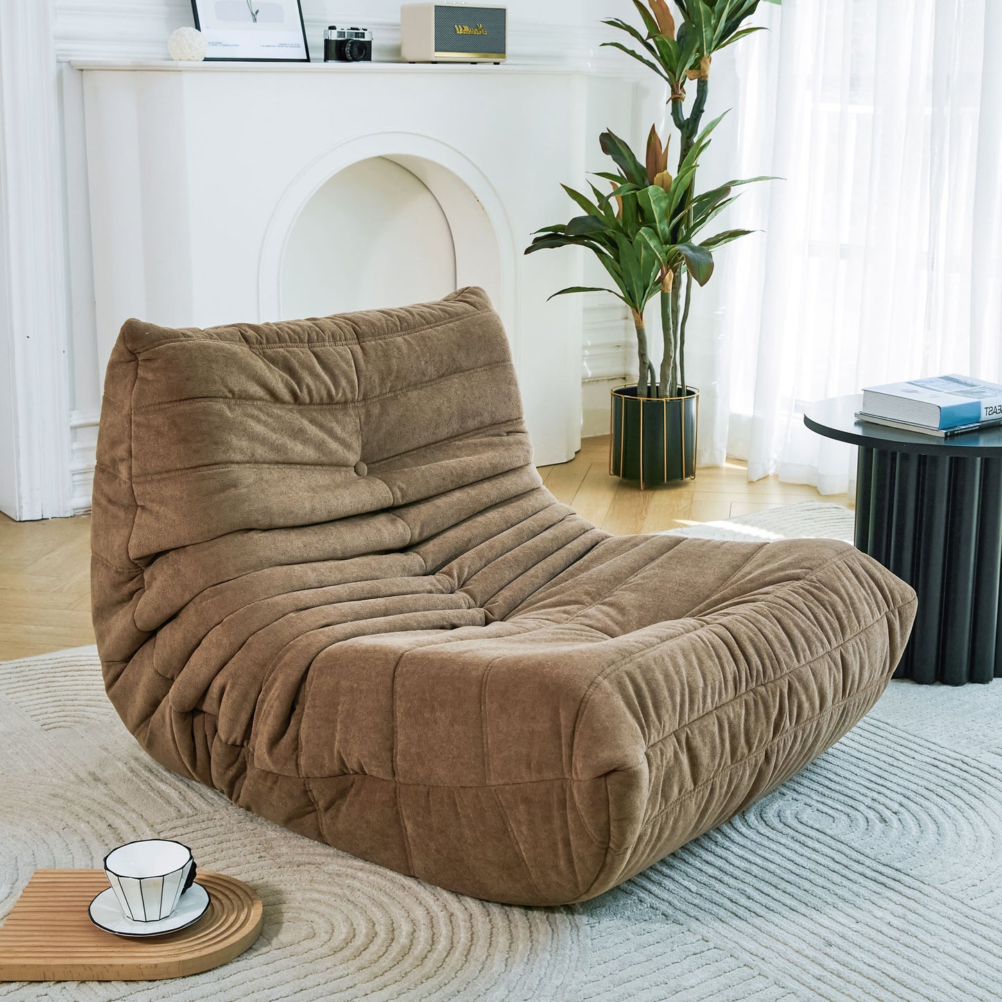 Sillón tipo puf con espuma viscoelástica para el hogar, la oficina o los juegos, diseño junto a la chimenea