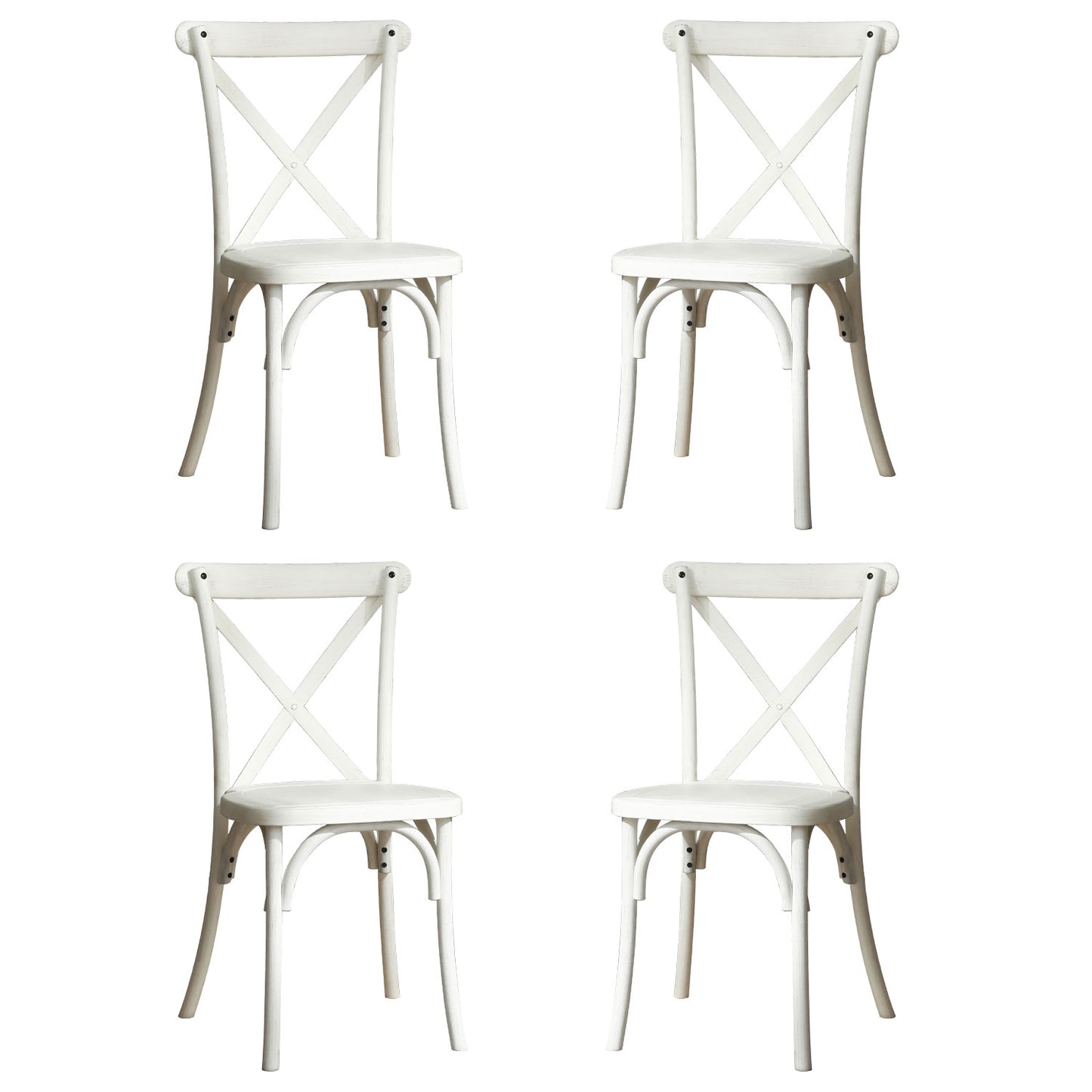 4-Pack Resin X-Back Chairs, Mid-Century Modern Farmhouse Design for Kitchens and Dining Rooms, Lime Wash Finish