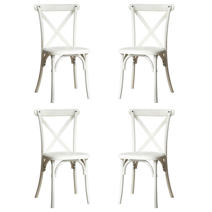 4-Pack Resin X-Back Chairs, Mid-Century Modern Farmhouse Design for Kitchens and Dining Rooms, Lime Wash Finish