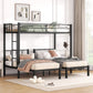 Twin over Twin & Twin Bunk Beds for 3, Twin XL over Twin & Twin Bunk Bed Metal Triple Bunk Bed, Black