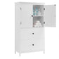 Bathroom Storage Cabinet, Cabinet with Two Doors and Drawers, Adjustable Shelf, MDF Board, White