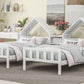 Double Twin Size Platform Bed with House-shaped Headboard and a Built-in Nightstand, White