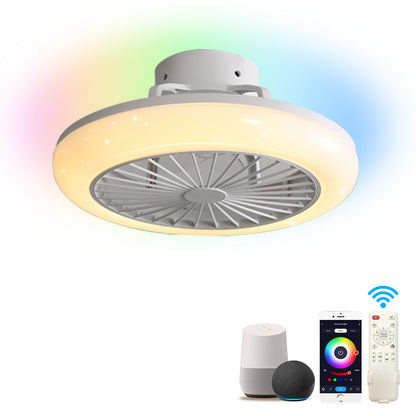 Smart LED Bladeless Ceiling Fans Remote with Alexa/Google, Modern Flush Mount RGB Ceiling Fan for Bedroom