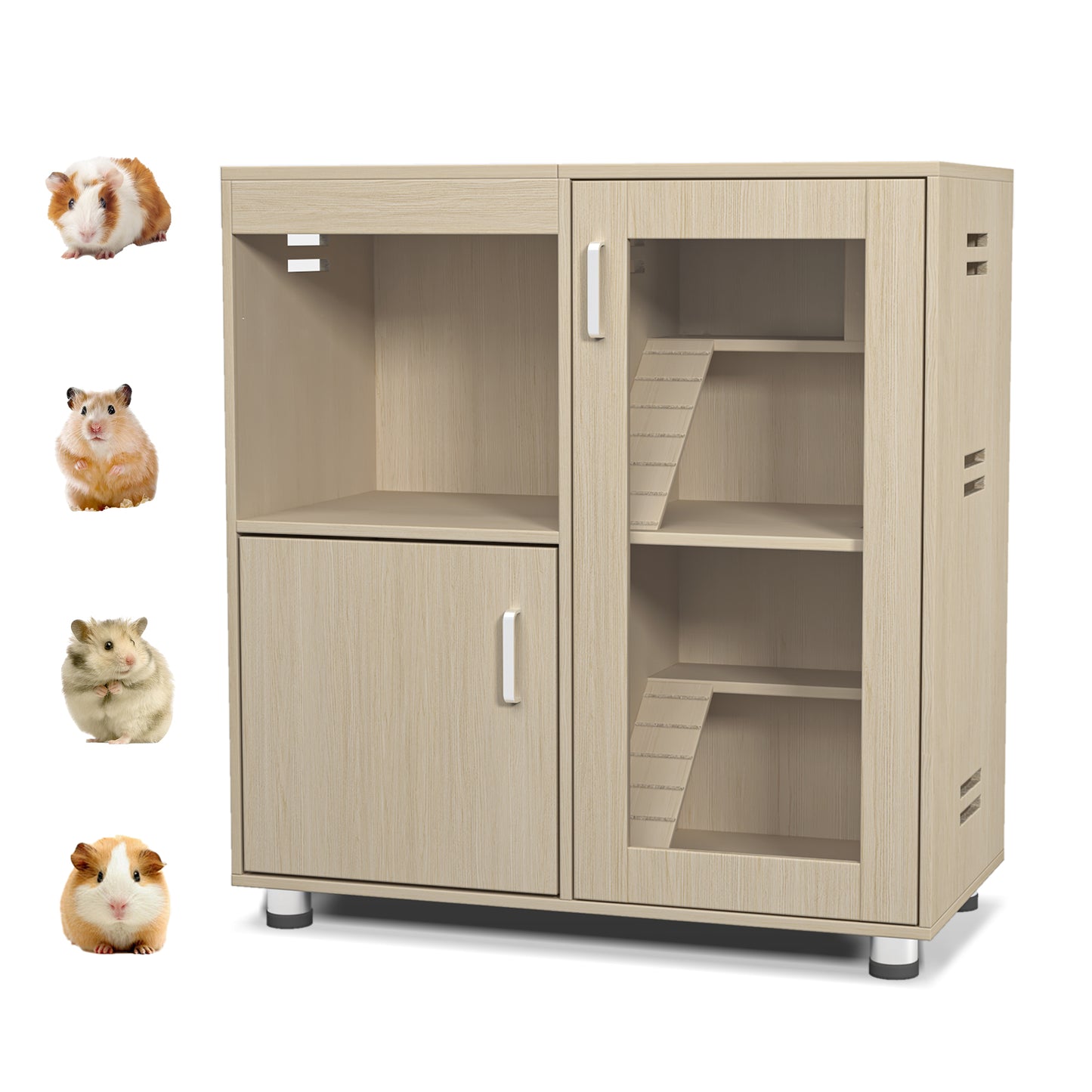 Used for small animal cages with 4 layers of cage wood and window storage cabinets, the top can be opened