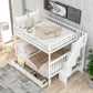 Full over Full Bunk Bed with Two Drawers and Storage White