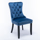 High-end Tufted Solid Wood Contemporary Velvet Upholstered Dining Chair with Wood Legs Nailhead Trim 2-Pcs Set Blue