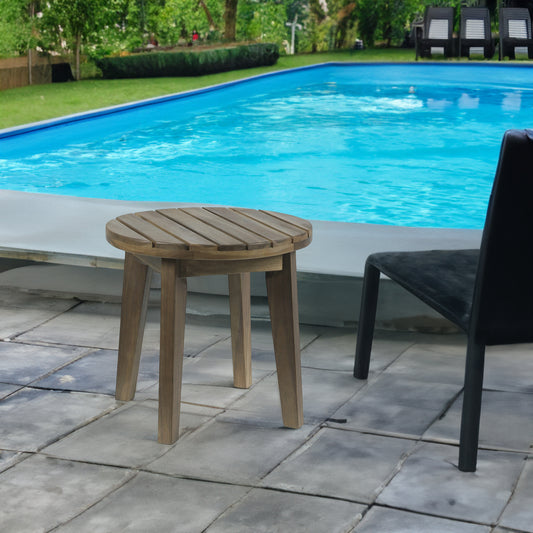 Outdoor Acacia Wood Side Table Gray