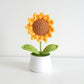 Handmade crocheted small flower potted plants, finished home furnishings, decoration simulation, flower wool knitting, sunflower weaving bouquet