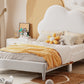 Twin Size Upholstered Cloud-Shape Bed ,Velvet Platform Bed with Headboard,No Box-spring Needed,Beige