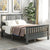 Wood Platform Bed with Headboard and Footboard  Full (Gray)