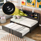 Metal Twin Size Daybed with Twin Size Trundle  Storage Shelves and USB Ports  Black