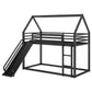 Twin over Twin House Bunk Bed with Ladder and Slide,Black