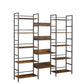 Triple Wide 5-shelf Bookshelves Industrial Retro Wooden Style Home and Office Large Open Bookshelves Rustic Brown