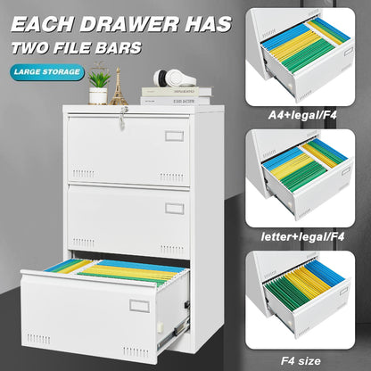 Filing Cabinet Lateral File Cabinet 3 Drawer White Filing Cabinets with Lock