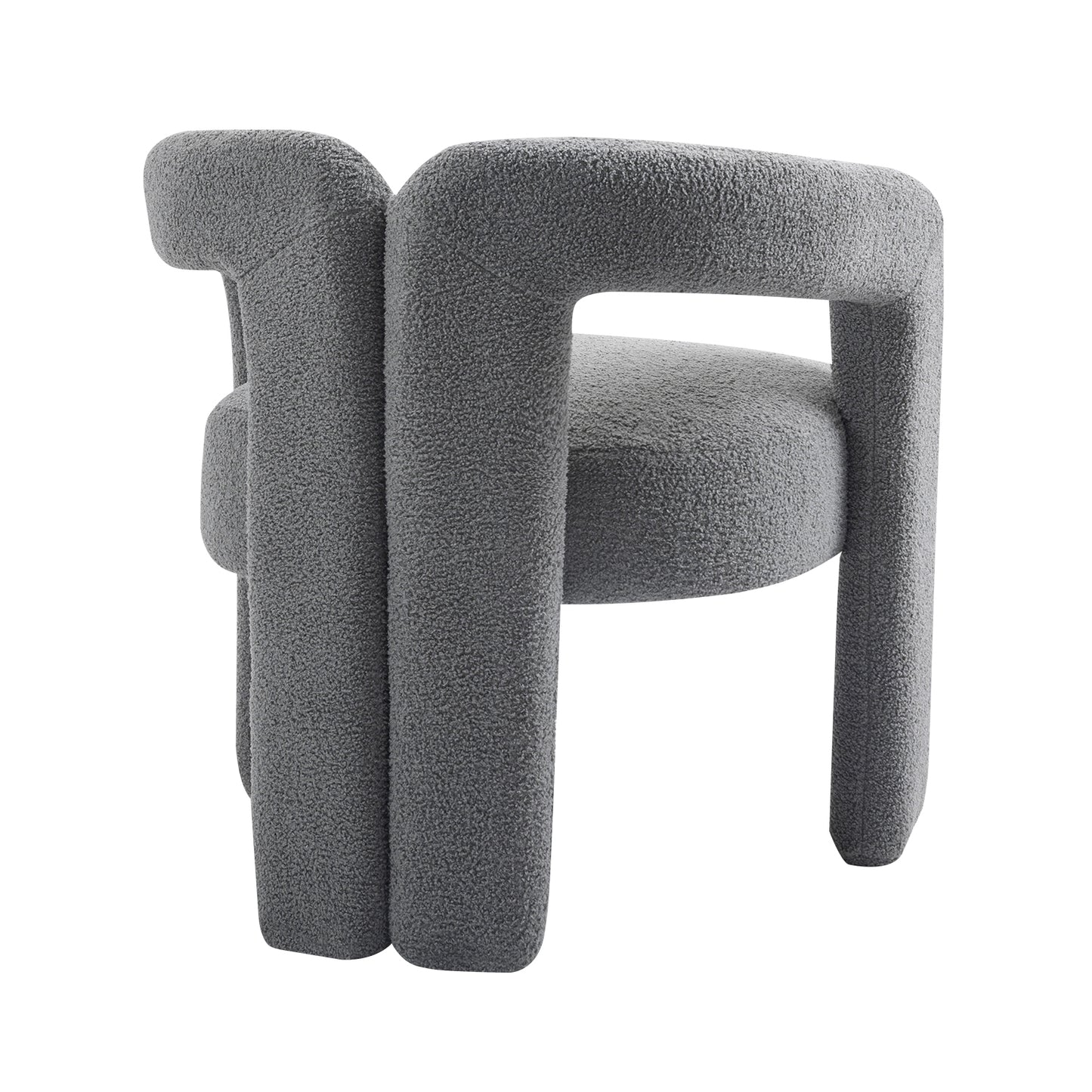 Teddy fabric modern design dining chair,open-Back ,modren kitchen armchair for Dinging Room(GREY)