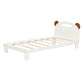 Twin Size Platform Bed with Bear Ears Shaped Headboard and LED Cream White