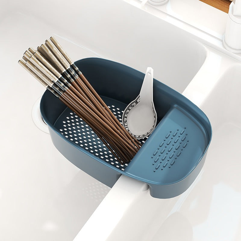 Creative kitchen saddle drain basket sink kitchen waste drain basket sink vegetable drain rack storage rack