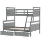 Twin over Full Bunk Bed with Ladder Two Storage Drawers  Safety Guardrail  Gray