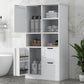 Bathroom storage cabinet with doors and drawers, multiple storage spaces, independent, open adjustable shelves, white